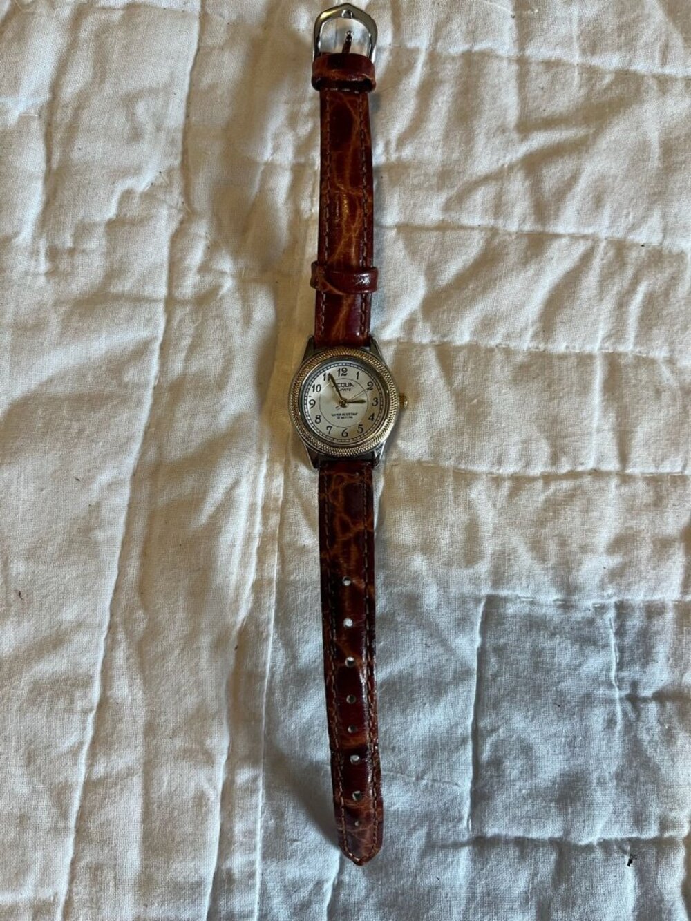 Bulova Womens Quartz Watch With Brown Genuine Leather Strap & Silver-Tone Bezel